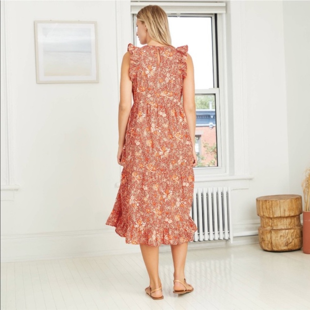 NEW Universal Thread Red Floral Tiered Dress - Picture 2 of 6